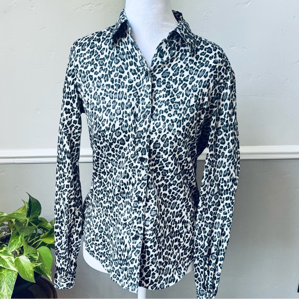 Lauren Ralph Lauren Leopard Print Cotton Button Down Shirt